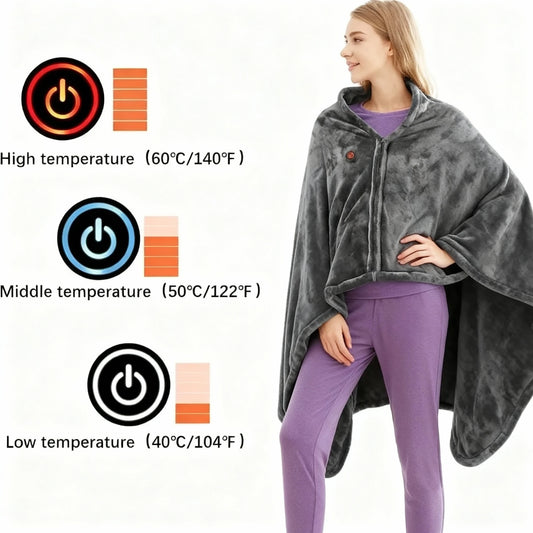 Electric Blanket, Wearable Heating Pad 3 Heat Levels, Portable Warm Shawl For Home Office Outdoor Use, Washable